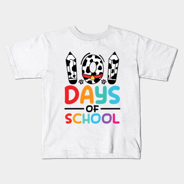 101 Days Of School Dalmatian Dog Kids T-Shirt by RiseInspired